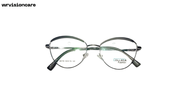 Cat Eye Full Frame Glasses – Silver & Grey (Plastic & Metal)